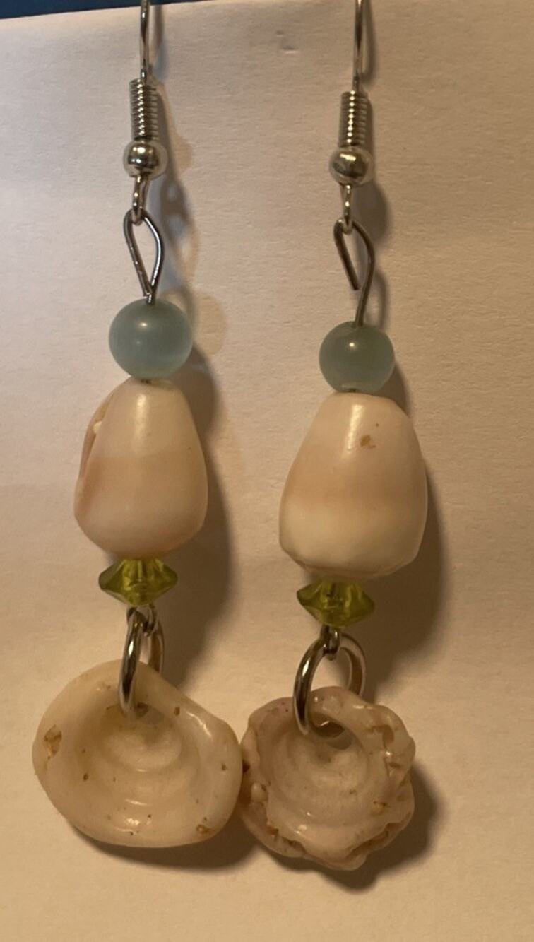 Hawaiian Handmade Pūpū Ala cone Shells and Puka bead Dangly Earring Set 2”